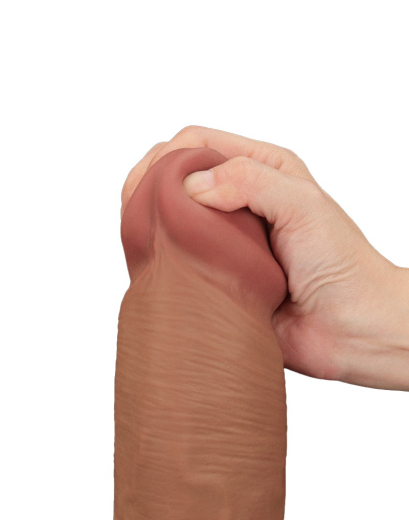 Dildo Sliding Skin Dual Layer King Sized 14-Inch braun