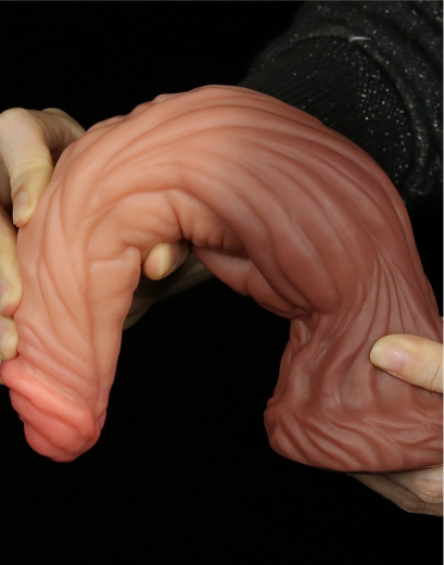 Dildo m. starker Äderung Dual Layer 9.5-Inch Silikon haut-braun