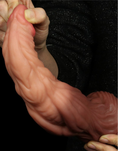 Dildo m. starker Äderung Dual Layer 9.5-Inch Silikon haut-braun