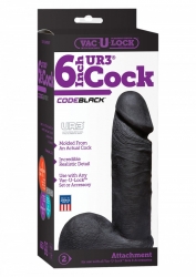 Dildo Vac-U-Lock Cock UR3 UltraSkyn 6-Inch schwarz aus von DOC JOHNSON lebensechter Penisdildo m. Hodensack kaufen