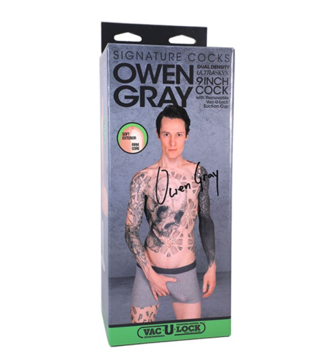 Dildo Vac-U-Lock Owen Gray UltraSkyn 9-Inch Pornstar Penis-Copy with Balls & Suction Base by DOC JOHNSON buy