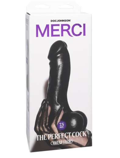 Dildo Vac-U-Lock Perfect Cock UltraSkyn 7.5-Inch with detachable Suction-Cup squeezable Testicles by DOC JOHNSON buy