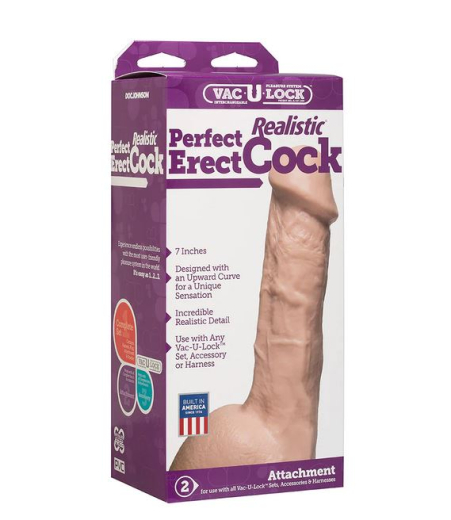 Dildo Vac-U-Lock Perfect Erect Realistic Cock 7-Inch skin flexible PVC Dildo with Balls & lifelike Details buy cheap
