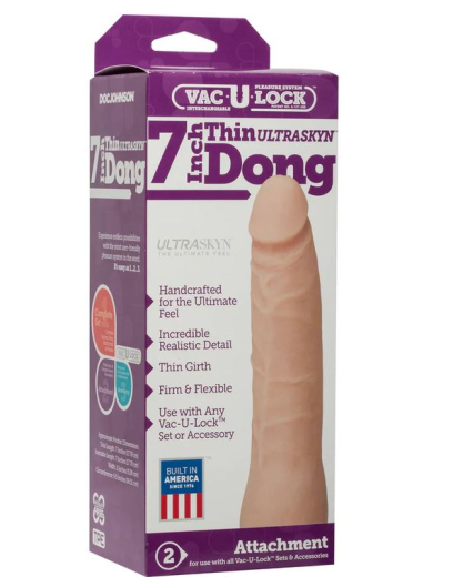 Dildo Vac-U-Lock Thin Dong UltraSkyn 7-Inch hautfarben schlanker biegsamer TPE System-Dildo kaufen