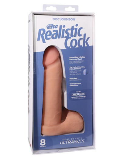 Doc Johnson Vac-U-Lock Realistic Cock UltraSkyn 8-Inch haut Dual Density abnehmbarer Saugnapf kaufen