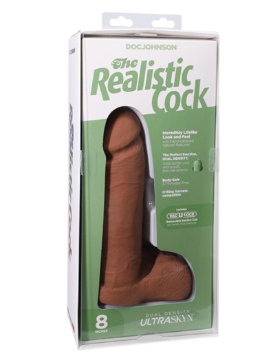 Doc Johnson Vac-U-Lock Realistic Cock UltraSkyn 8-Inch hellbraun mit hartem Kern abnehmbarer Saugnapf günstig kaufen