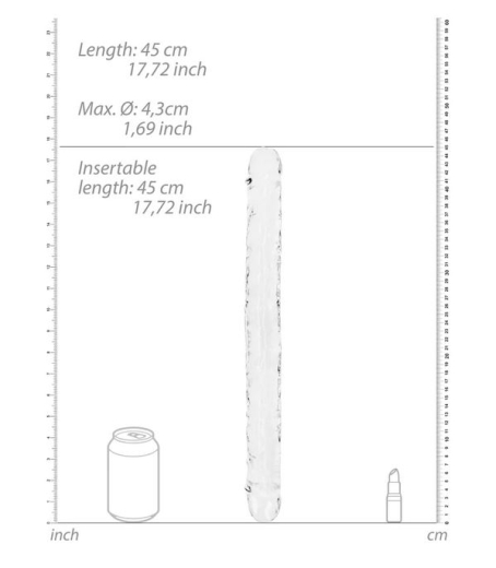 Doppeldildo Realistic Double Dong 18-Inch TPE transparent mit Äderung 45cm x 4.3cm von REALROCK günstig kaufen