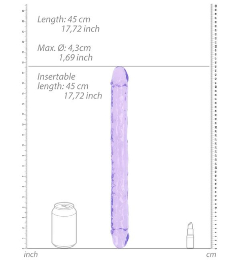 Doppeldildo Realistic Double Dong 18-Inch TPE violett m. Äderung 45cm x 4.3cm mit Penisköpfen von REALROCK kaufen