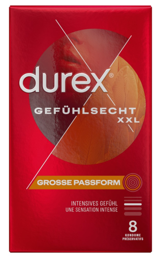 Préservatifs Durex Sensibilité Extra Large XXL, paquet de 8