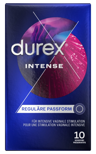 Preservativi Durex Intense Orgasmic a costine confezione da 10 pezzi