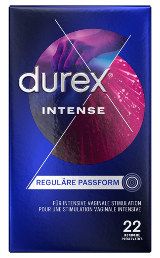 Preservativi Durex Intense Orgasmic a costine confezione da 22 pezzi