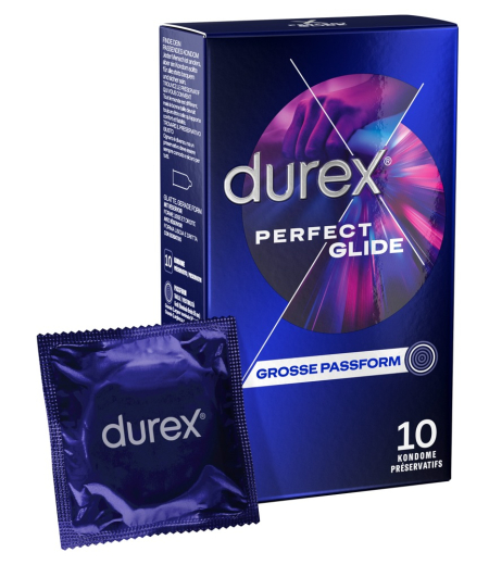 Durex Perfect Glide preservativi extra spessi e umidi confezione da 10