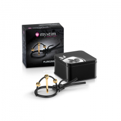 E-Stim Peniskopf Stimulator Mystim Plunging Pete Corona Strap m. vergoldetem Harnröhrenstab & Kugeln von MYSTIM kaufen