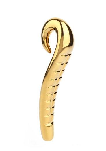 Stainless Steel Dildo ribbed Devils Tongue golden