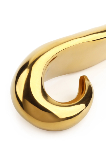 Edelstahl Dildo gerippt Teufelszunge goldfarben mit rundem Fingergriff & Reizrillen günstig kaufen