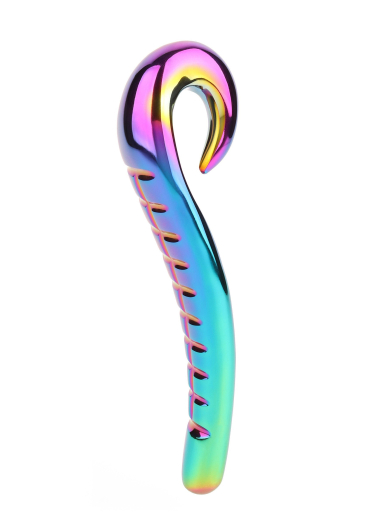 Stainless Steel Dildo ribbed Devils Tongue multicolor