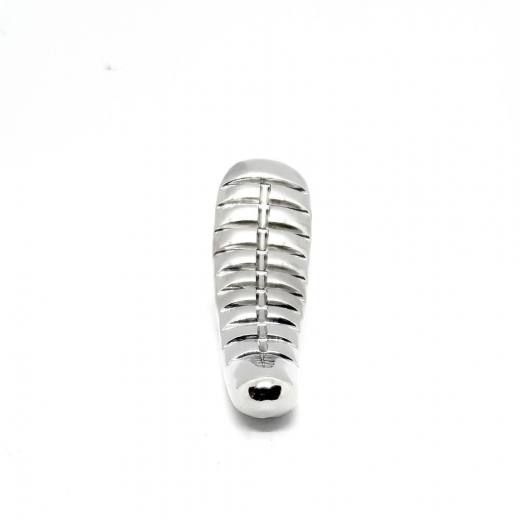 Edelstahl Dildo gerippt Teufelszunge silber massiv 660g schwer glänzend poliert mit Fingergriff & Reizrillen kaufen