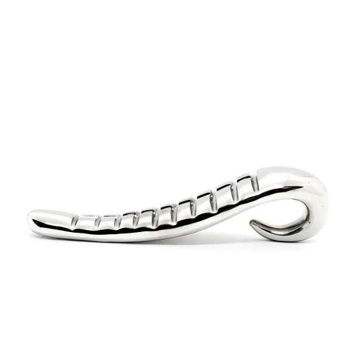 Edelstahl Dildo gerippt Teufelszunge silber massiv 660g schwer glänzend poliert m. Reizrillen günstig kaufen