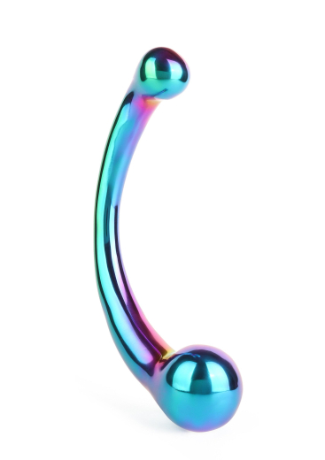 Edelstahldildo gebogen Curvy G-Spot multicolor hochglanzpoliert mit 2 Kugel-Enden 4cm & 2.8cm Durchmesser kaufen