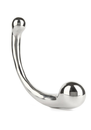 Stainless Steel Dildo Curvy G-Spot silver glossy polished with 4cm & 2.8cm Diameter Ball-Ends buy cheap