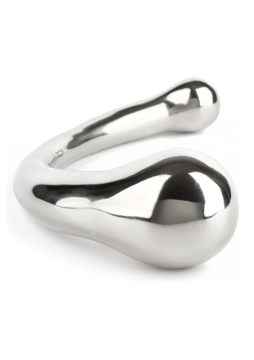 Stainless Steel Dildo Curvy G-Spot silver w. 4cm & 2.8cm Diameter Ball-Ends 730g heavy by MR STEEL buy cheap