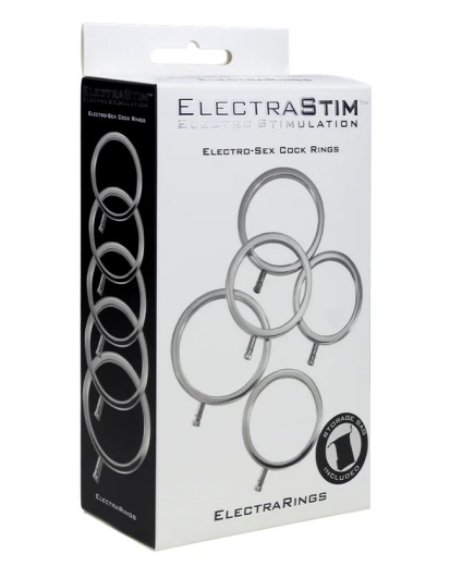 Elektrosex Penis Ringe 5er-Set Aluminium mit 36-44mm Durchmesser f. handfreie Orgasmen von ELECTRASTIM kaufen