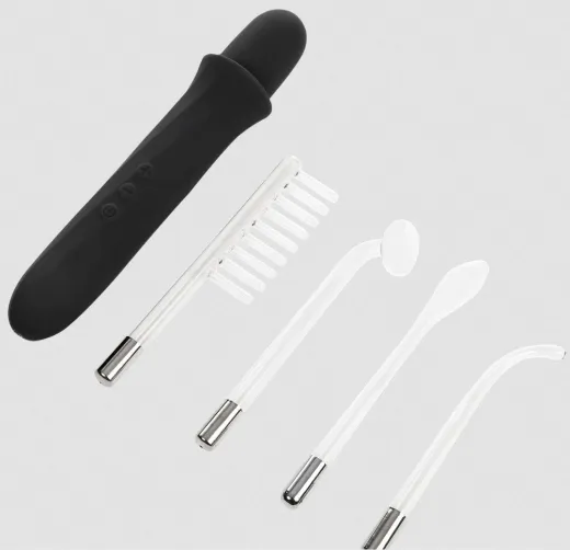 Elektrosexgerät Neon Stim Wand aufladbar mit 4 Glasaufsätzen Kamm Zunge Pilz 90-Grad Sonde von RIMBA kaufen