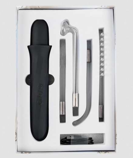 Elektrosexgerät Neon Stim Wand aufladbar handliches Set mit Kamm Zunge Pilz 90-Grad Sonde von RIMBA günstig kaufen