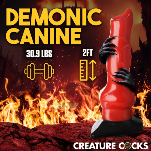 Extrem grosser Dildo Hell Hound 2-Foot PVC 62cm Megadildo knallrot mit Äderung von CREATURE COCKS günstig kaufen