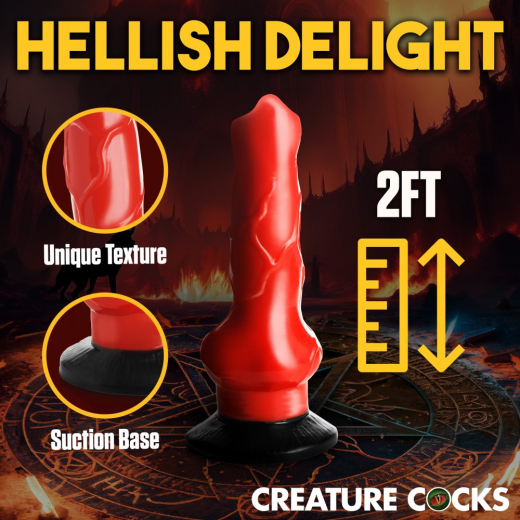 Extrem grosser Dildo Hell Hound 2-Foot PVC mit Saugfuss-Sockel 62cm Megadildo knallrot von CREATURE COCKS kaufen