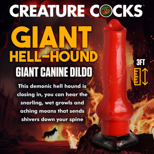 Extrem grosser Dildo Hell Hound 3-Foot PVC mit Saugfuss 90cm Megadildo knallrot von CREATURE COCKS kaufen
