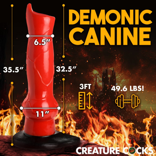 Extrem grosser Dildo Hell Hound 3-Foot PVC mit schwarzem Saugfuss-Sockel von CREATURE COCKS günstig kaufen