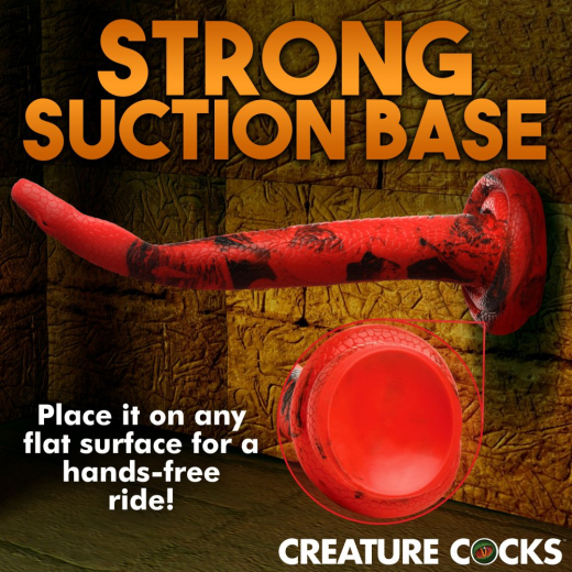 Fantasie-Dildo m. Saugbasis King Cobra 14-Inch Silikon 31cm m. Schlangenkopf & Schuppen rot-schwarz kaufen