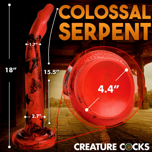 Fantasie-Dildo m. Saugbasis King Cobra 18-Inch Silikon langer Anal-Schlauch mit Schlangenkopf & Reizschuppen kaufen