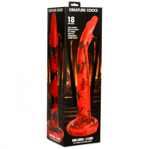 Fantasie-Dildo m. Saugbasis King Cobra 18-Inch Silikon 39cm Anal-Schlange rot-schwarz von CREATURE COCKS kaufen