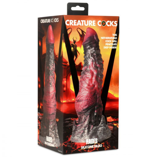 Fantasie-Dildo m. Saugfuss Hades large Silikon schwarz-rot stark texturiert kaufen