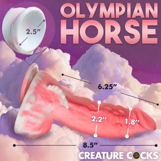 Fantasie-Dildo m. Saugfuss Pegasus Pecker Silikon pink-weiss dicker Phallus von CREATURE COCKS günstig kaufen