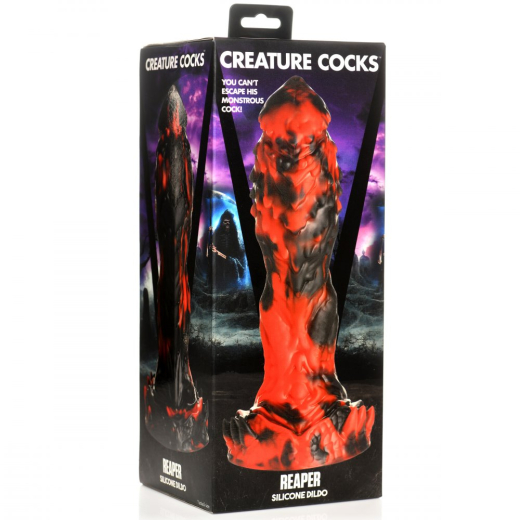 Fantasie-Dildo m. Saugfuss Reaper Silikon rot-schwarz Sensenmann-Silikondildo von CREATURE COCKS günstig kaufen