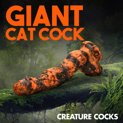 Fantasy Dildo w. Suction Cup Sabretooth Silicone black-red Cat-Dildo w. Cat-Paw shaped Base by CREATURE COCKS buy