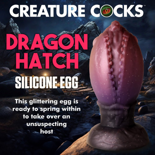 Fantasie-Dildo m. Saugfuss XL Dragon Hatch Silikon in Eierform rot-braunes Drachenei mit Reiztextur günstig kaufen