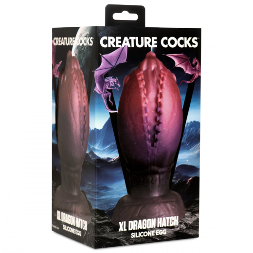 Fantasie-Dildo m. Saugfuss XL Dragon Hatch Silikon Drachenei mit Reiztextur 8.1cm Durchmesser günstig kaufen