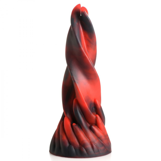 Fantasie-Dildo m. Saugnapf Hell Kiss Silikon verdrehte Zungen extreme Reiz-Textur rot-schwarz kaufen