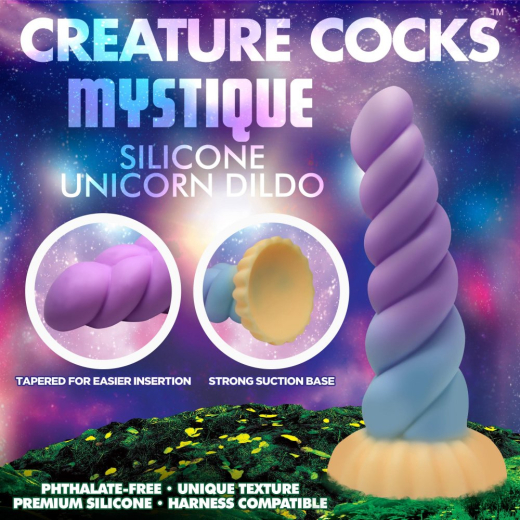 Fantasy Dildo w. Suction Base Mystic Unicorn Silicone twisted Stimulation-Texture from CREATURE COCKS buy cheap