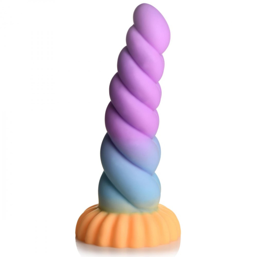 Fantasy Dildo w. Suction Base Mystic Unicorn Silicone twisted Stimulation-Texture blue-purple-orange & Suction-Cup buy