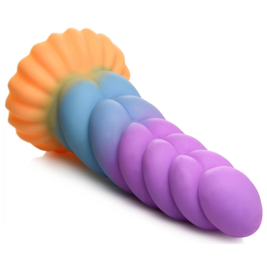 Fantasy Dildo w. Suction Base Mystic Unicorn Silicone twisted Strands-Texture colorful from CREATURE COCKS buy