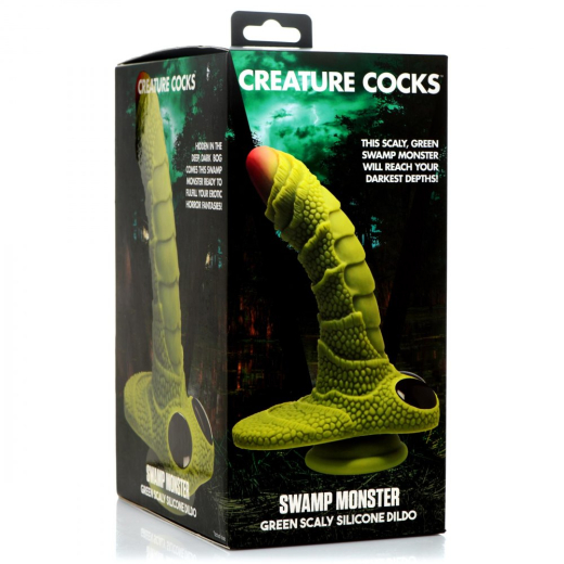 Fantasy Dildo w. Suction Base Swamp Monster Silicone ribbed Texture green Monster-Dildo by CREATURE COCKS buy