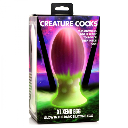 Fantasie-Dildo m. Saugnapf XL Xeno Egg fluoreszierend Silikon Alien-Ei gerippt mit Glow-in-the-Dark Effekt kaufen