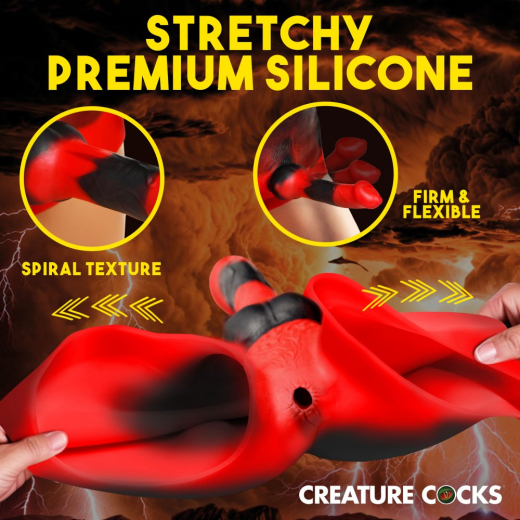 Fantasy Strap-On Pants Hell Hound Silicone strechable Shorts textured & large Dildo by CREATURE COCKS buy cheap
