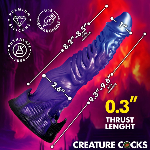 Fantasy Vibrator w. Thrusting Function Diabolos Silicone 10 Vibration- & Thrust Modes w. Remote by CREATURE COCKS buy