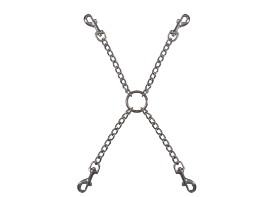 Croix de fixation avec chaînes et mousquetons Hog-Tie
